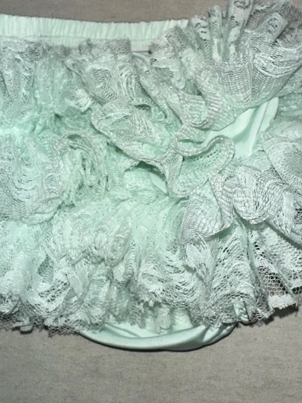 Kids Size 0-3 Lace Ruffle Bloomers - Mint